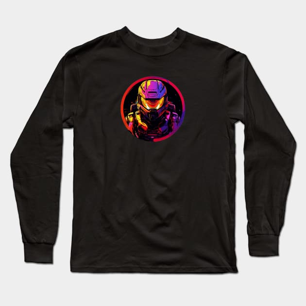 Halo Master Chief - Circular Design - Neon Long Sleeve T-Shirt by Labidabop